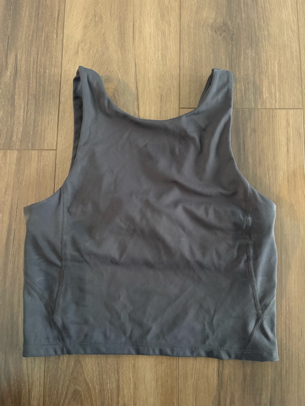 Queenieke Black/Gray Longline Sports Bra Tank Built-In Bra Size Small